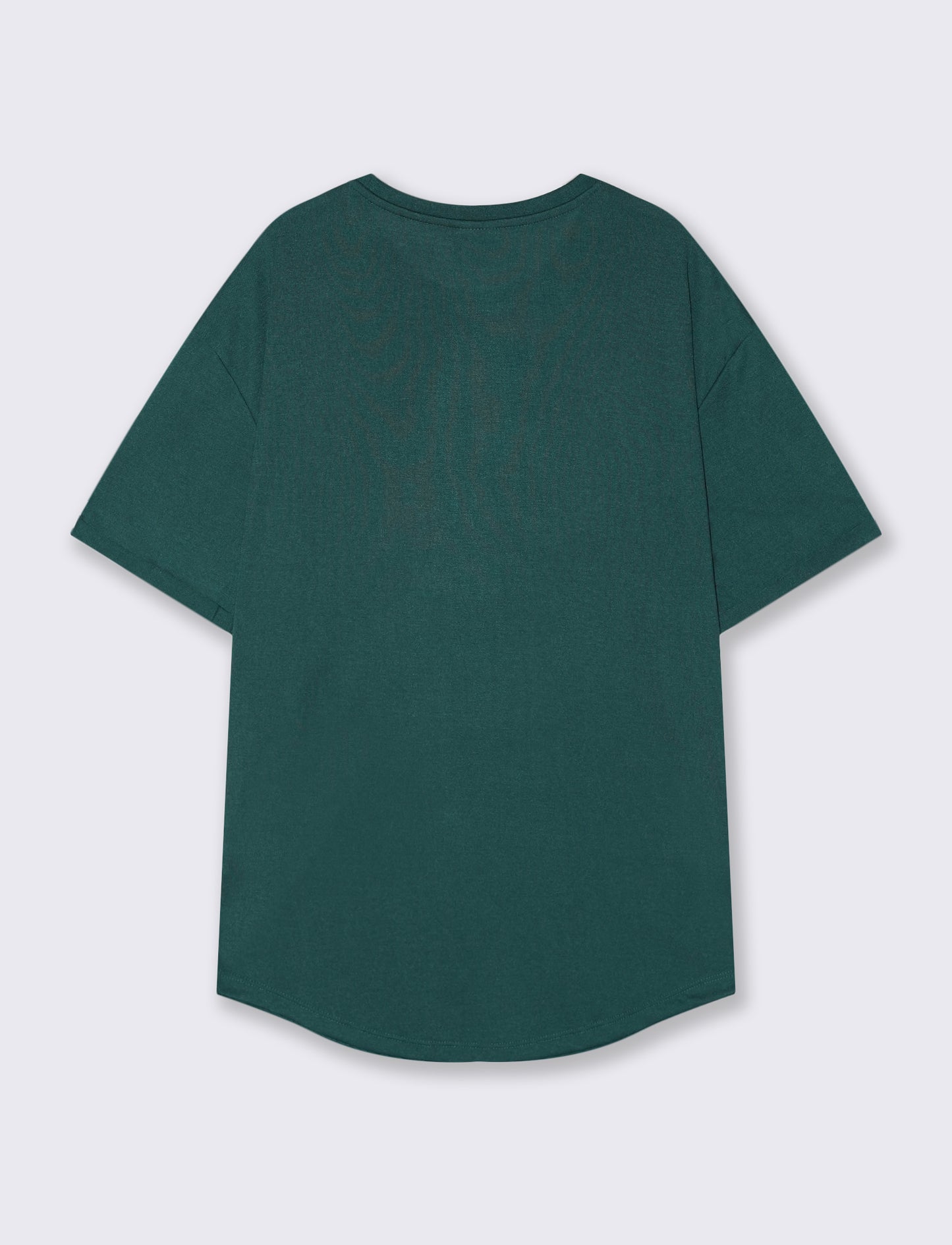 T-shirt girocollo loose fit con fondo stondato - Verde petrolio