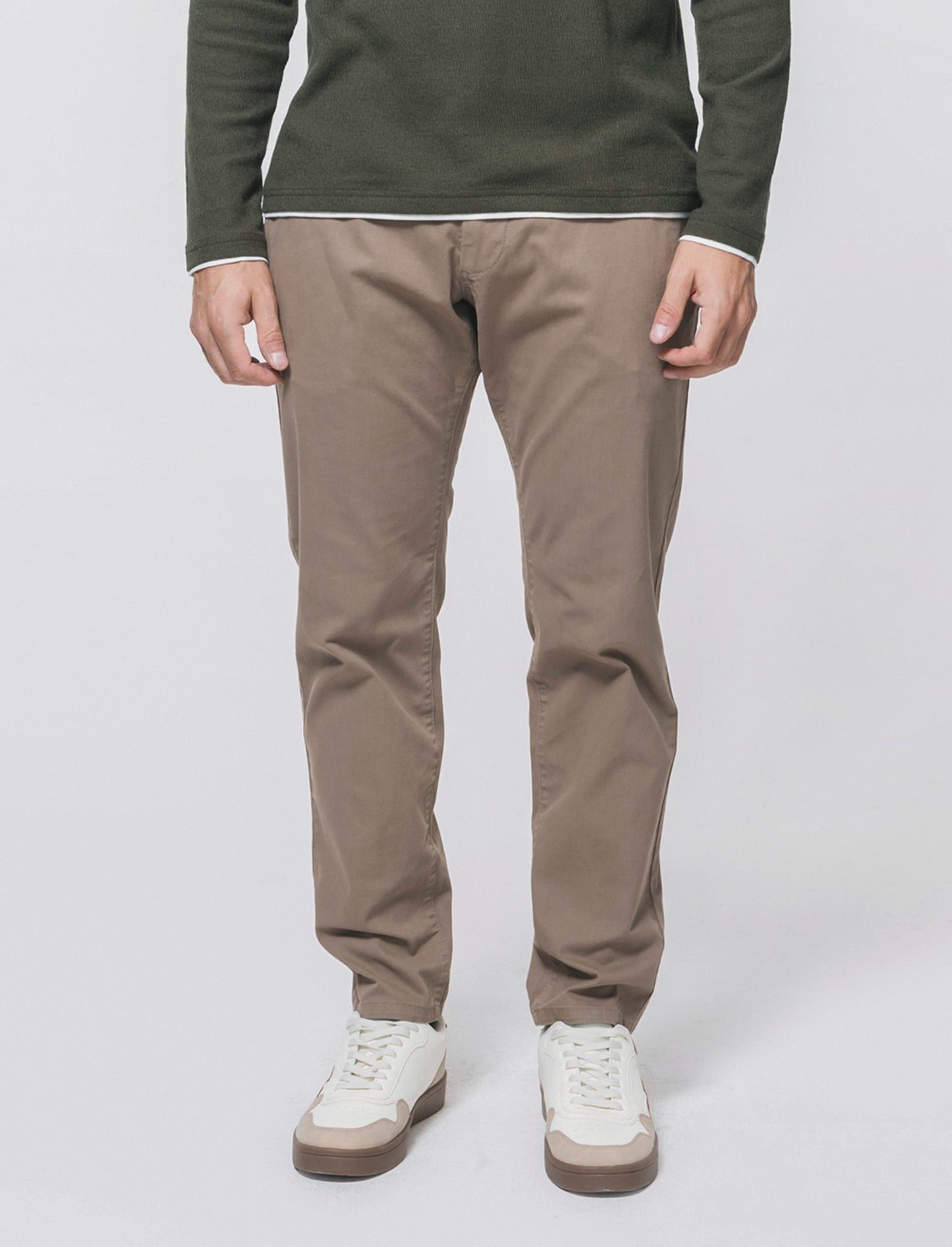 Pantaloni Chino Slim Fit in Twill Cotone - Verde kaki