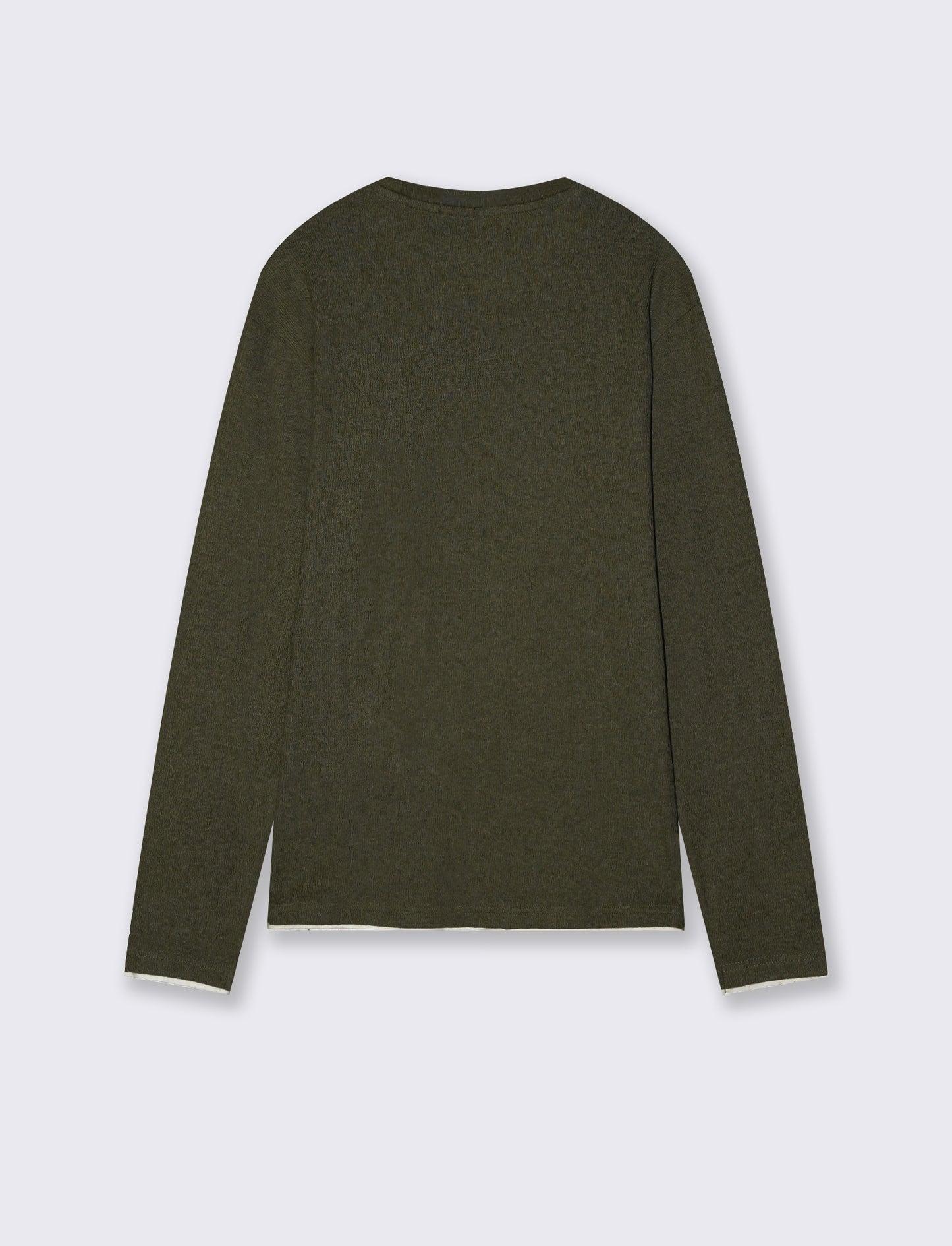 Maglia girocollo jacquard in misto cotone - Verde militare