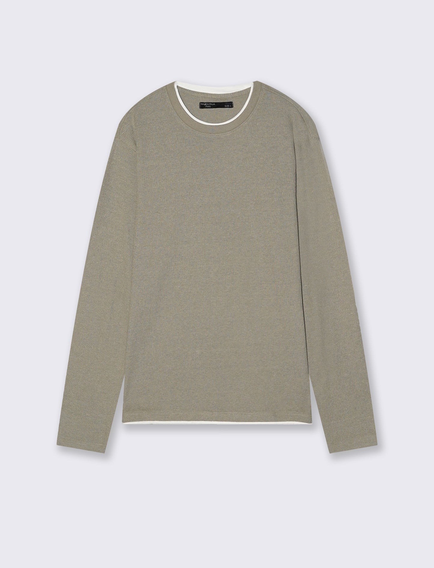 Maglia girocollo jacquard in misto cotone - Grigio stone