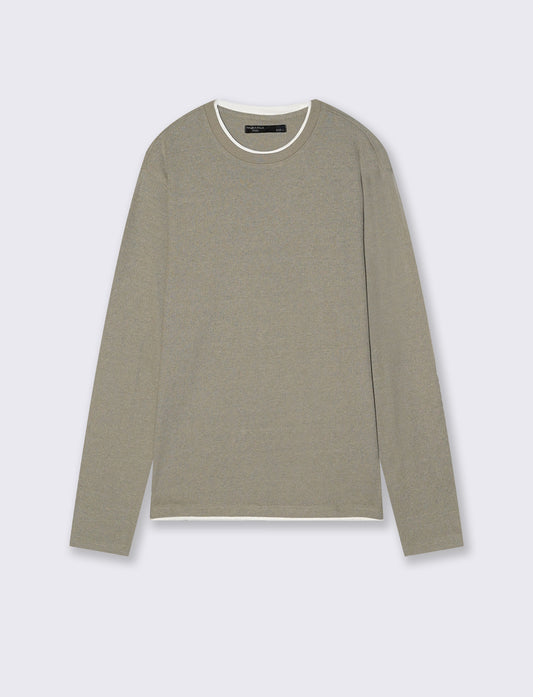 Maglia girocollo jacquard in misto cotone - Grigio stone