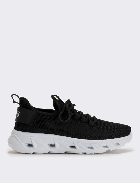 Sneakers in tessuto tecnico, 2 colori - Nero