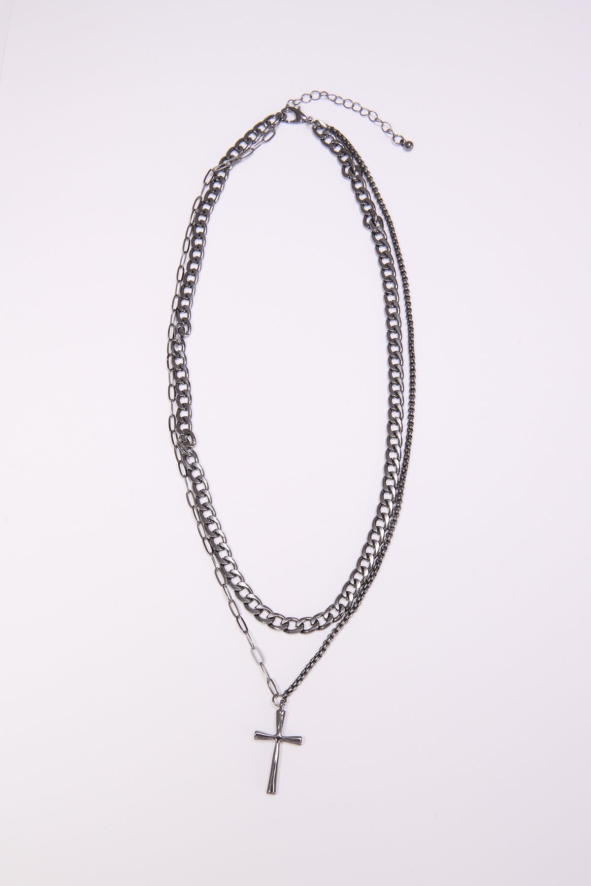 Collana uomo catene con croce - canna di fucile