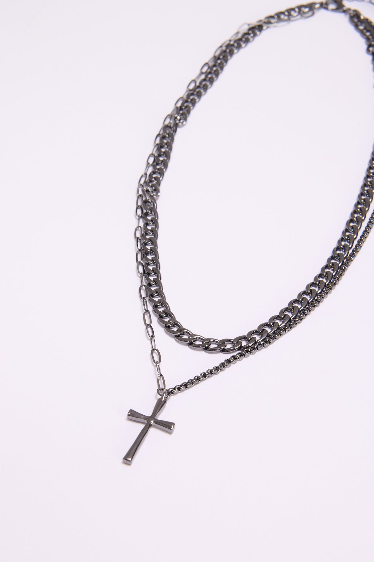 Collana uomo catene con croce - canna di fucile