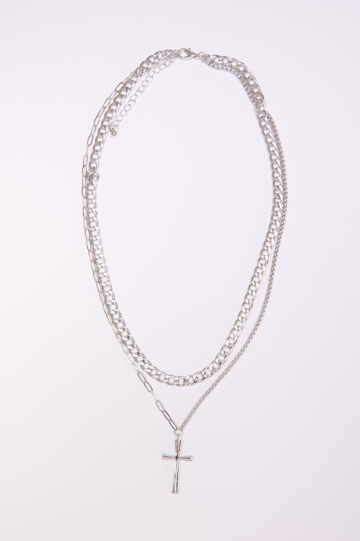 Collana uomo catene con croce - Argento
