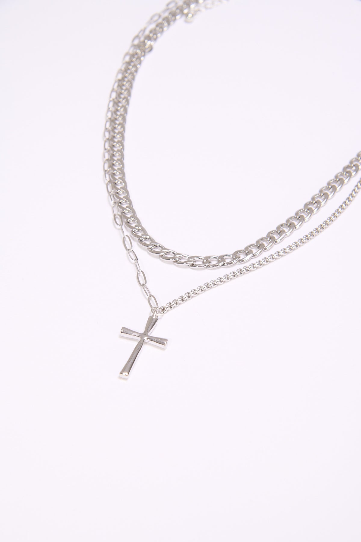 Collana uomo catene con croce - Argento