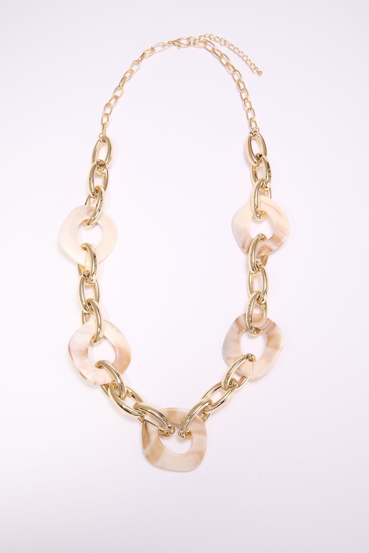 Collana donna catena e pietre a cerchio - Beige