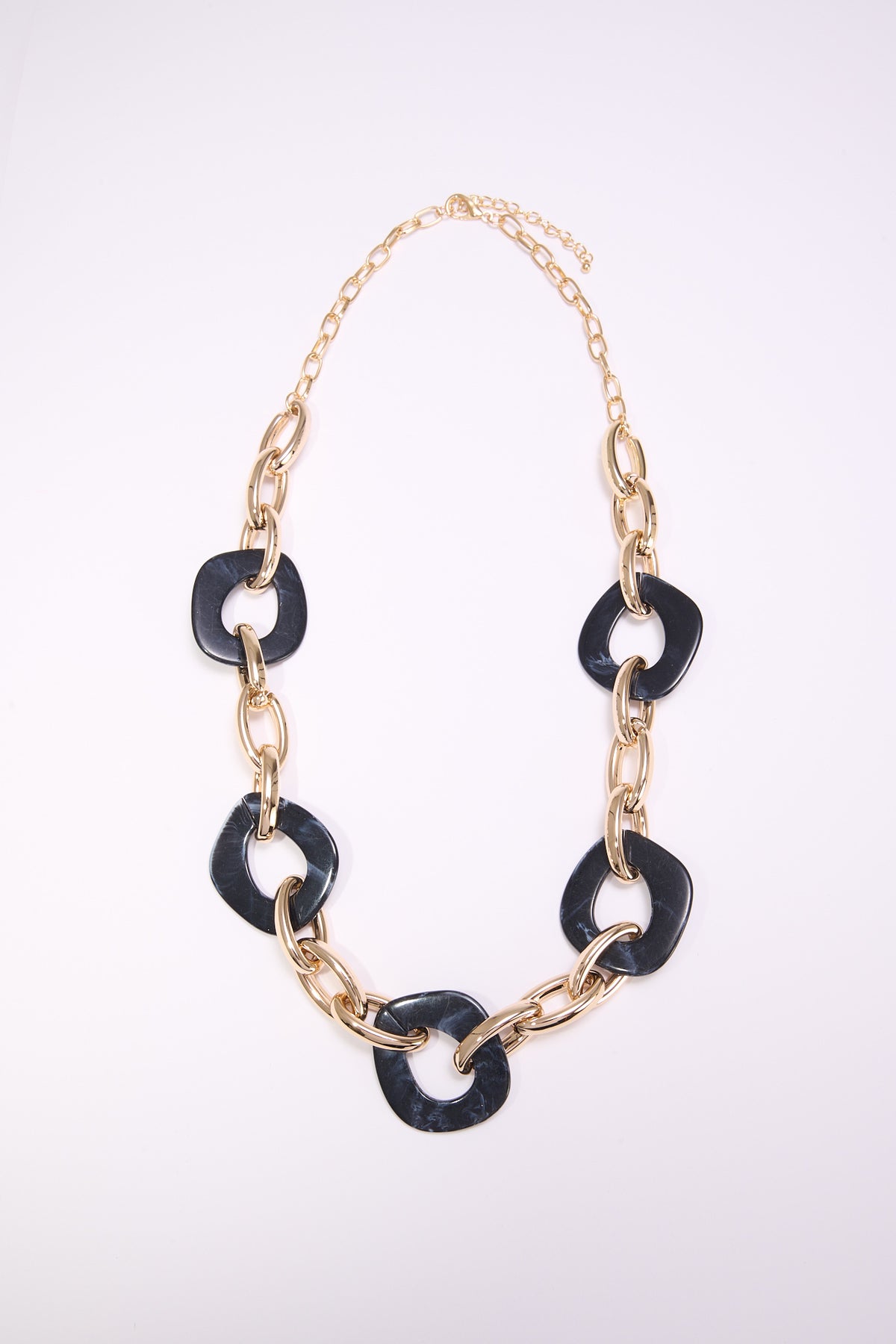 Collana donna catena e pietre a cerchio - Nero
