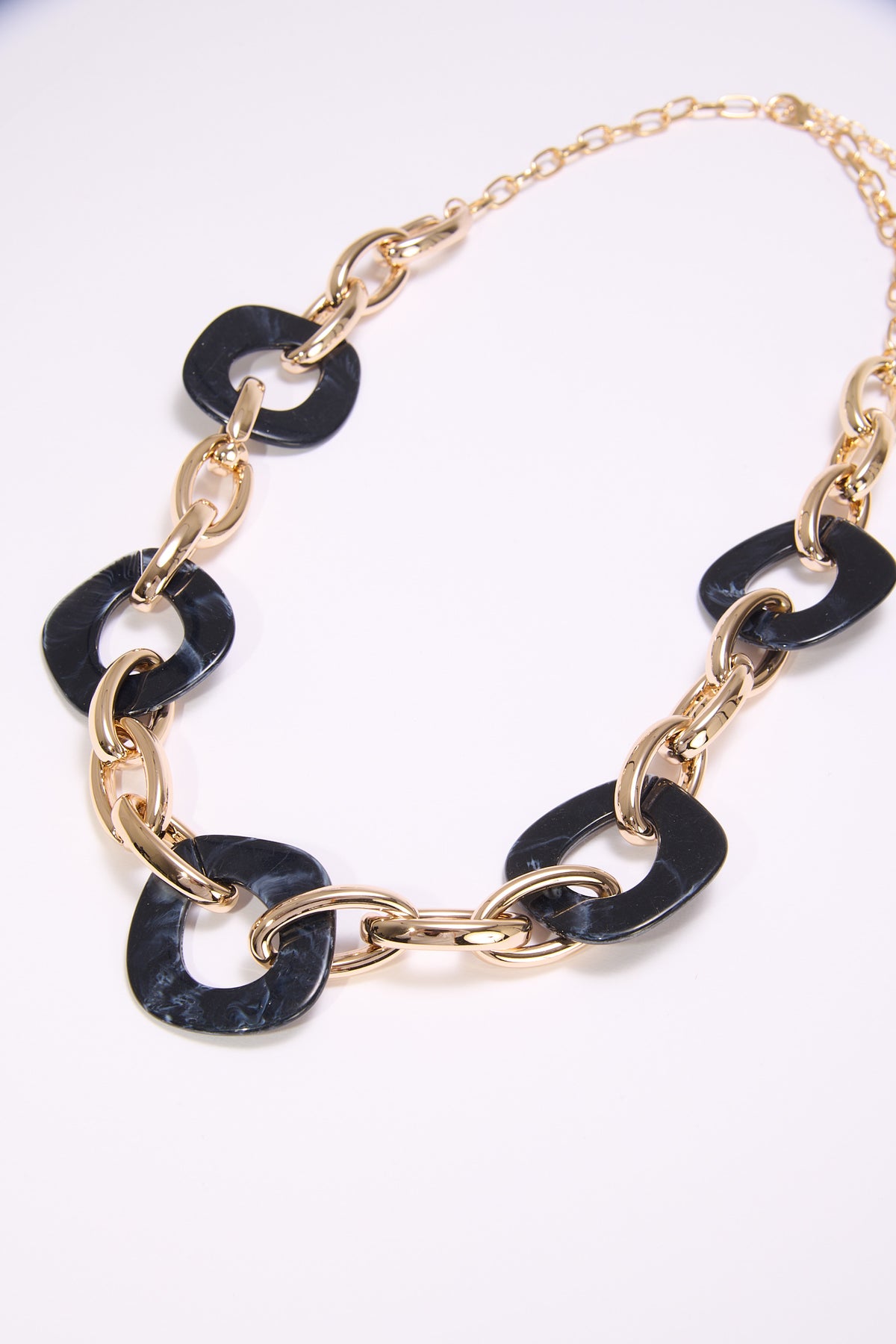 Collana donna catena e pietre a cerchio - Nero