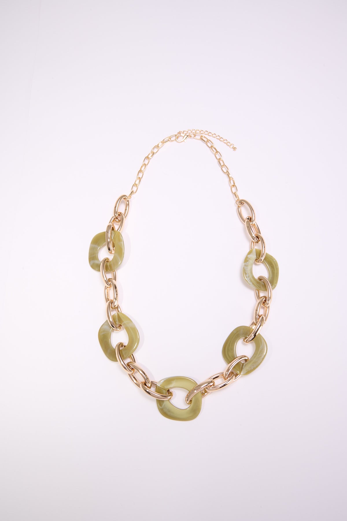 Collana donna catena e pietre a cerchio - Verde