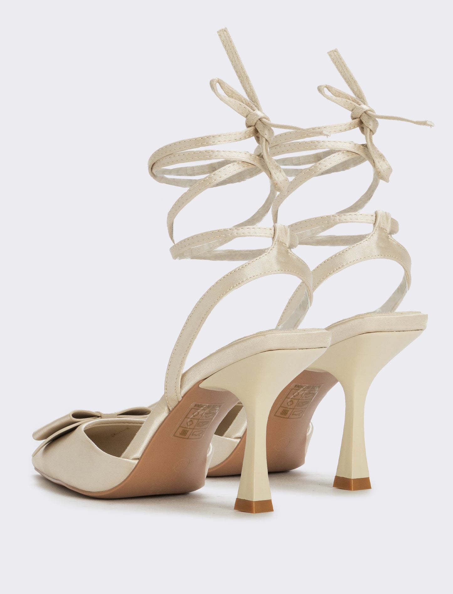 Décolletè in satin con laccio e fiocco - Beige champagne