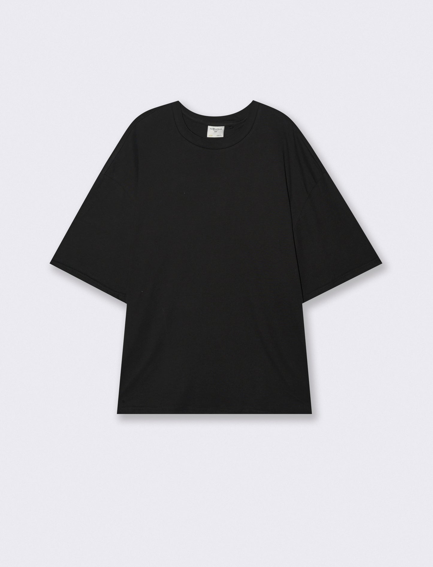 T-shirt boxy fit in cotone girocollo - Nero