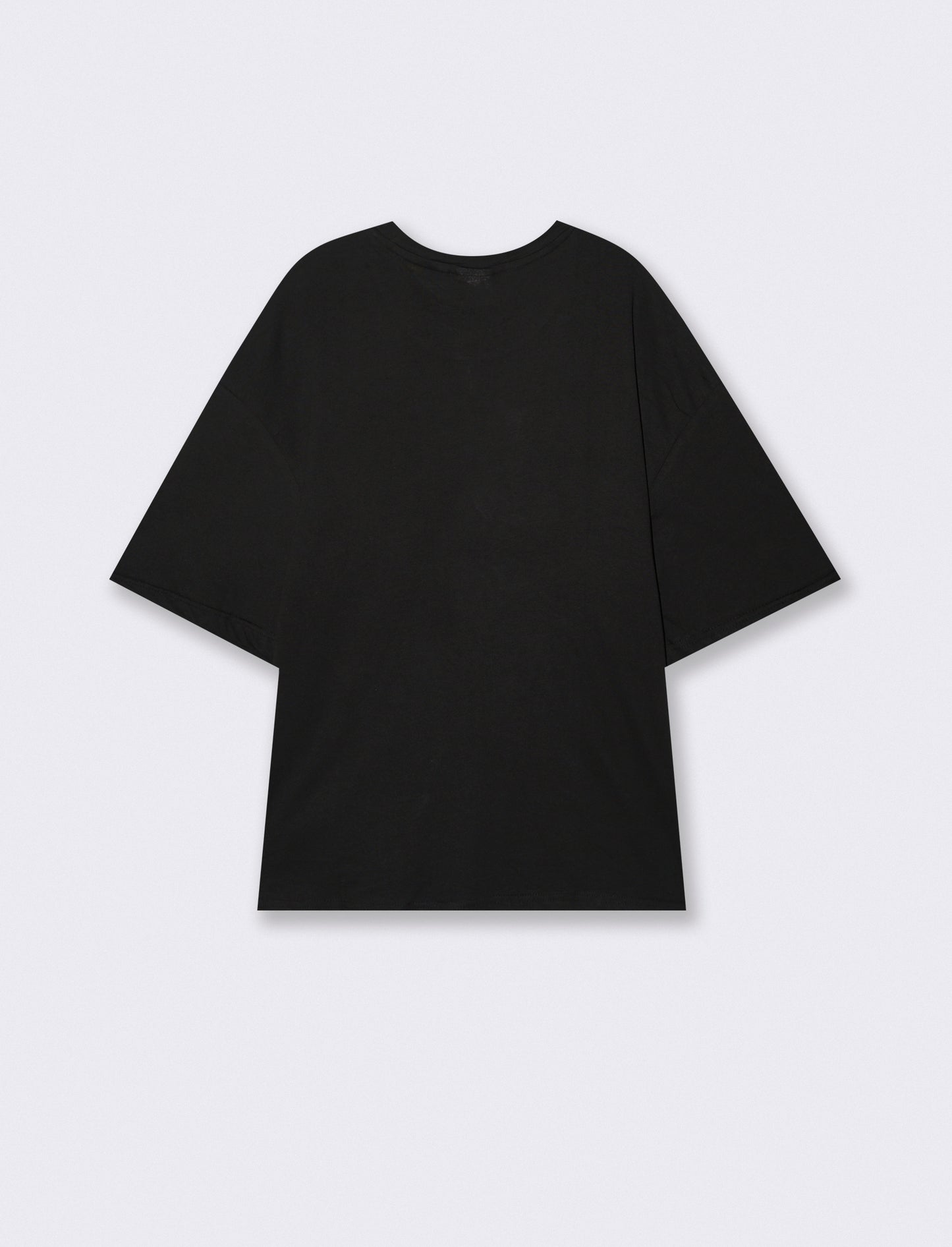 T-shirt boxy fit in cotone girocollo - Nero