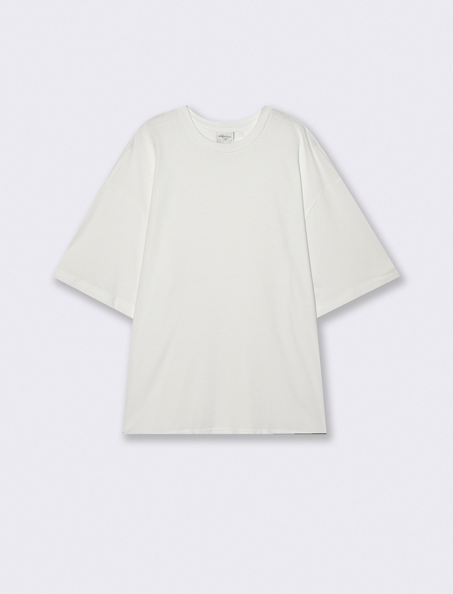 T-shirt boxy fit in cotone girocollo - Bianco