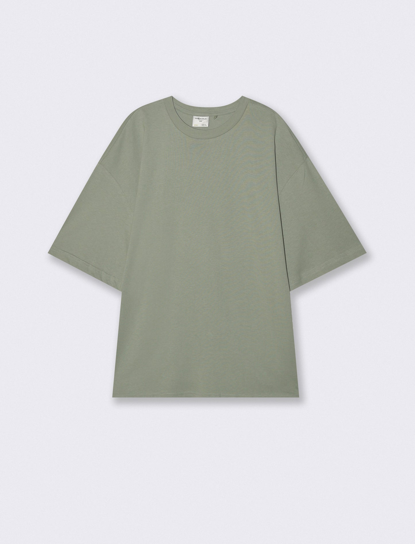 T-shirt boxy fit in cotone girocollo - Verde salvia