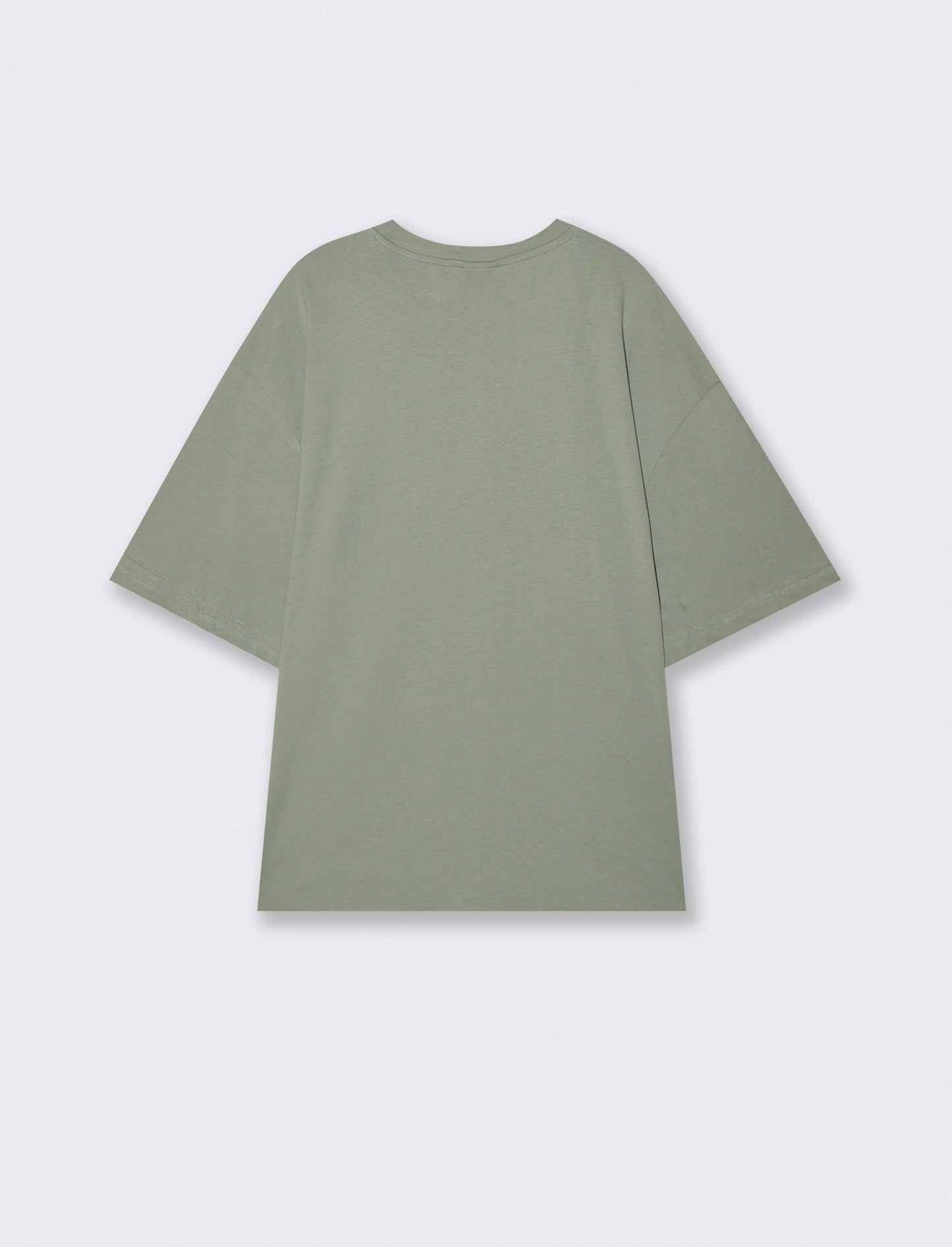 T-shirt boxy fit in cotone girocollo - Verde salvia
