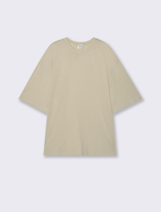 T-shirt boxy fit in cotone girocollo - Grigio ghiaccio