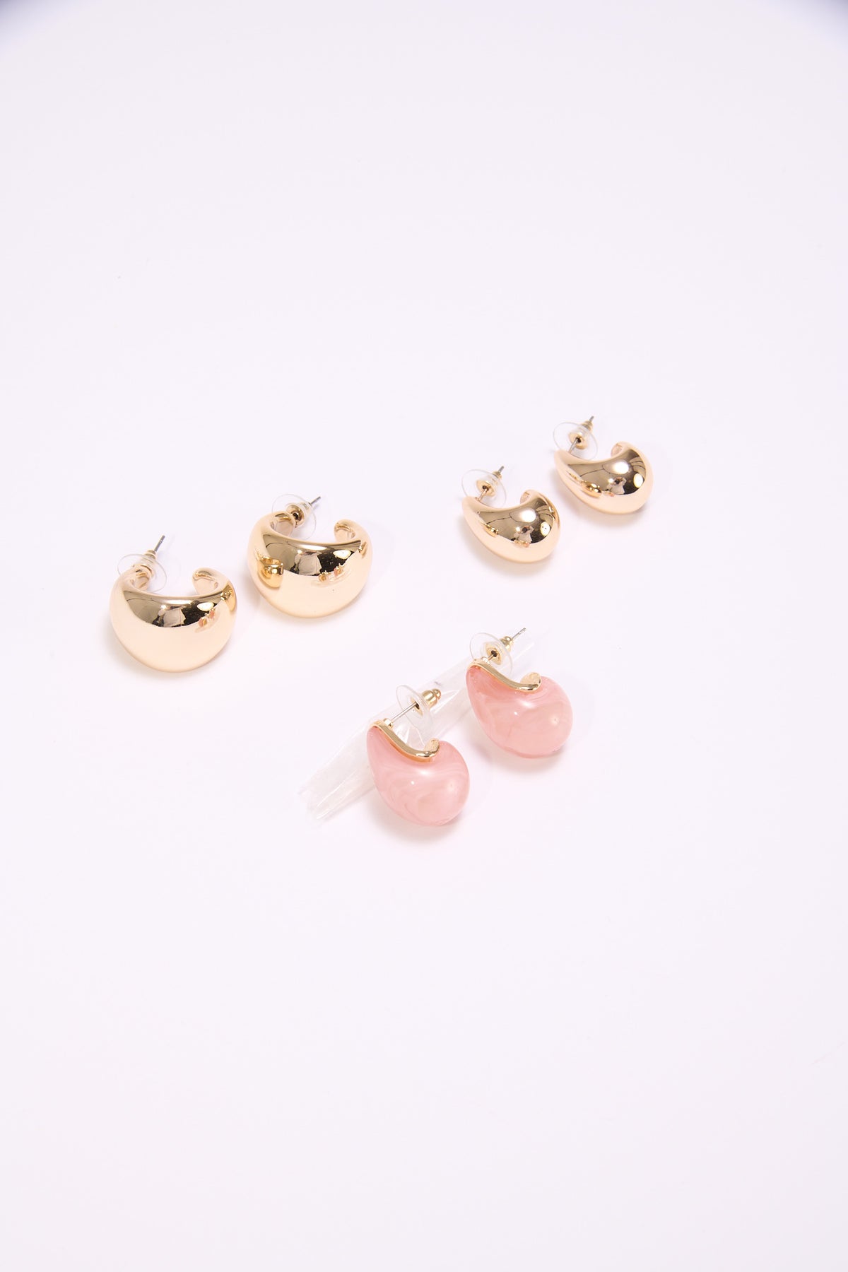 Orecchini card 3pz goccia - Rosa