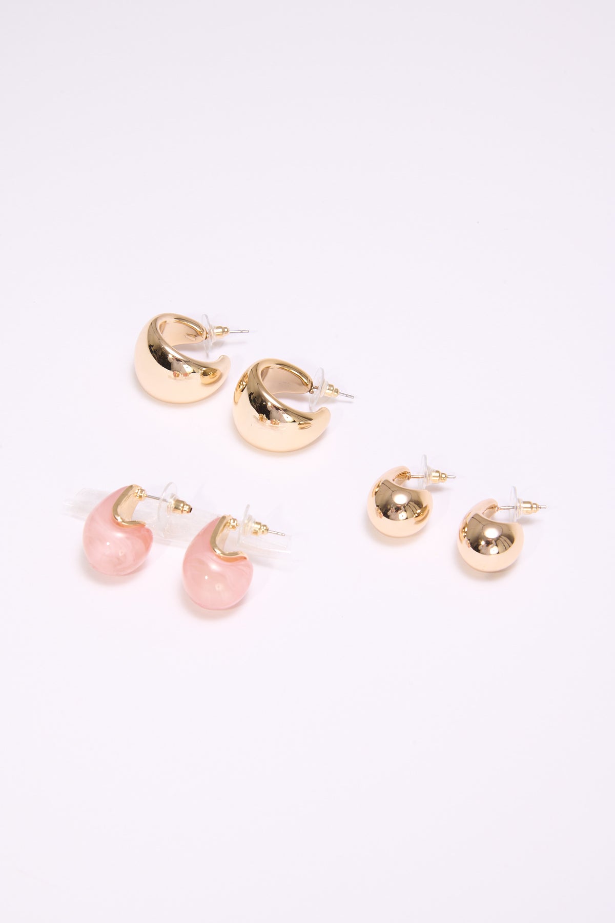 Orecchini card 3pz goccia - Rosa