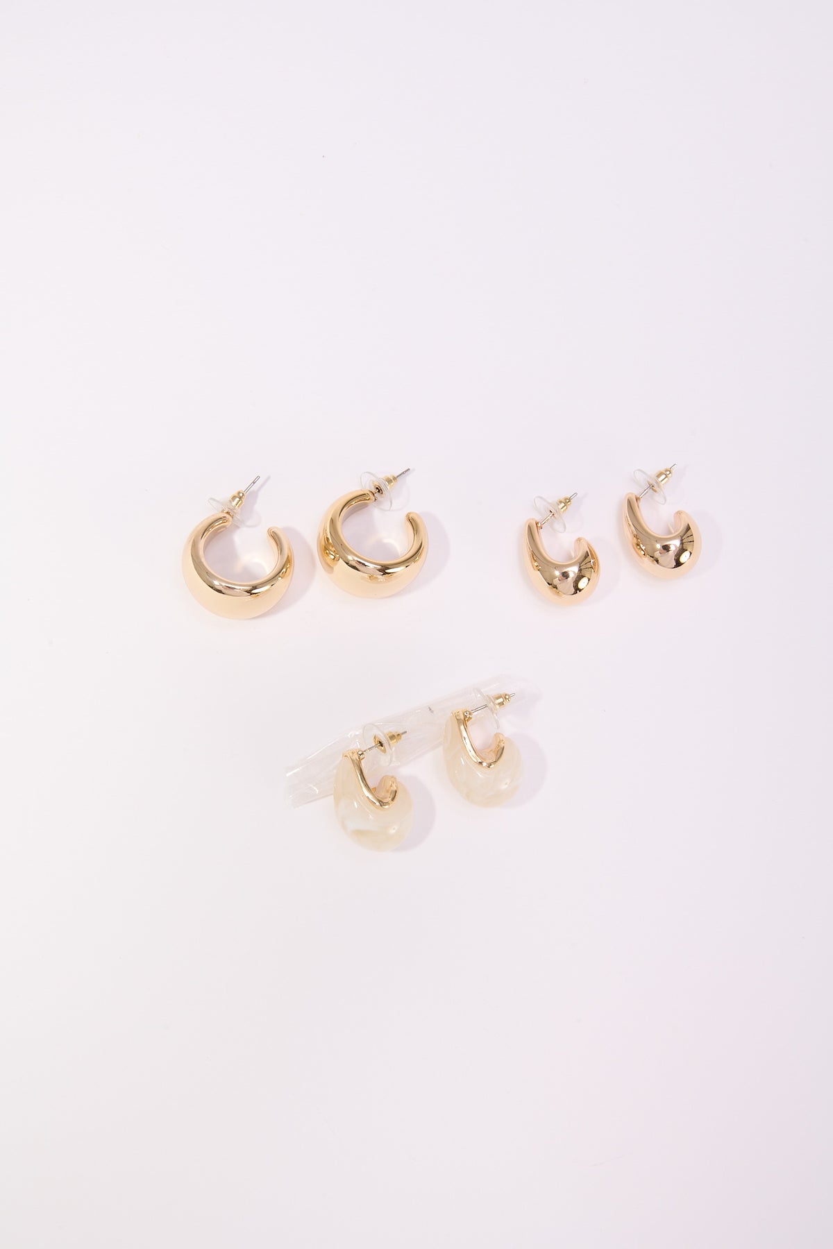 Orecchini card 3pz goccia - Beige
