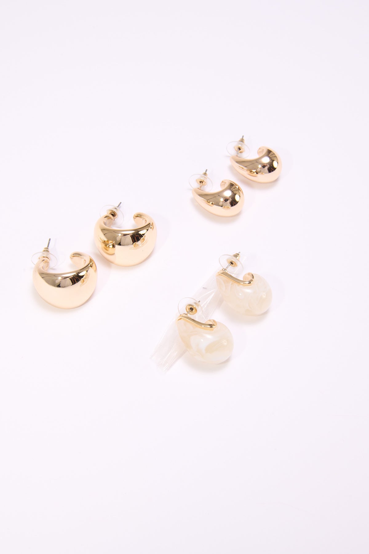 Orecchini card 3pz goccia - Beige