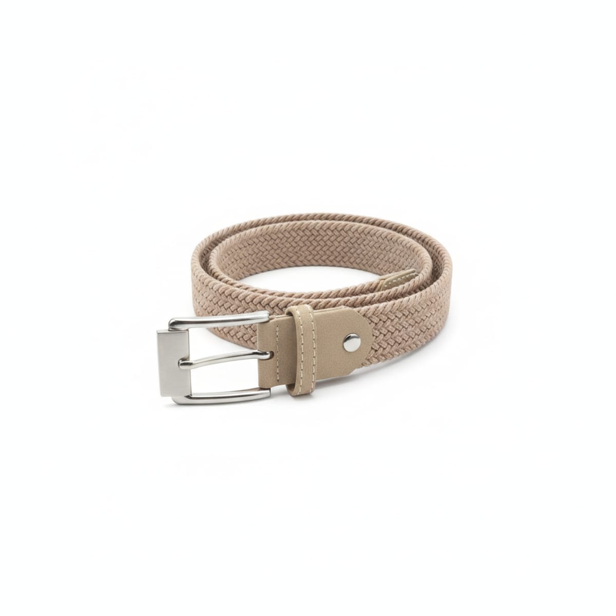 Cintura uomo intrecciata elastica - Beige