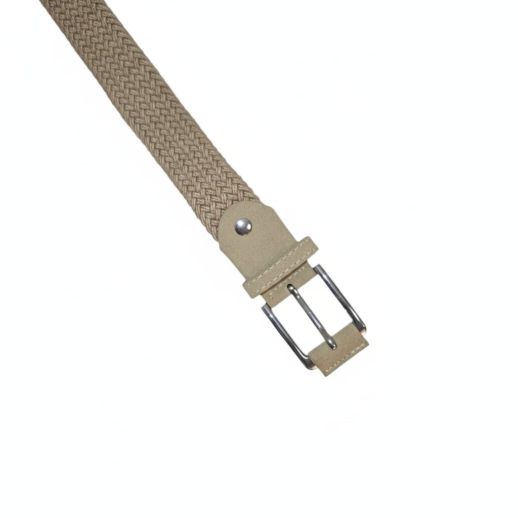 Cintura uomo intrecciata elastica - Beige