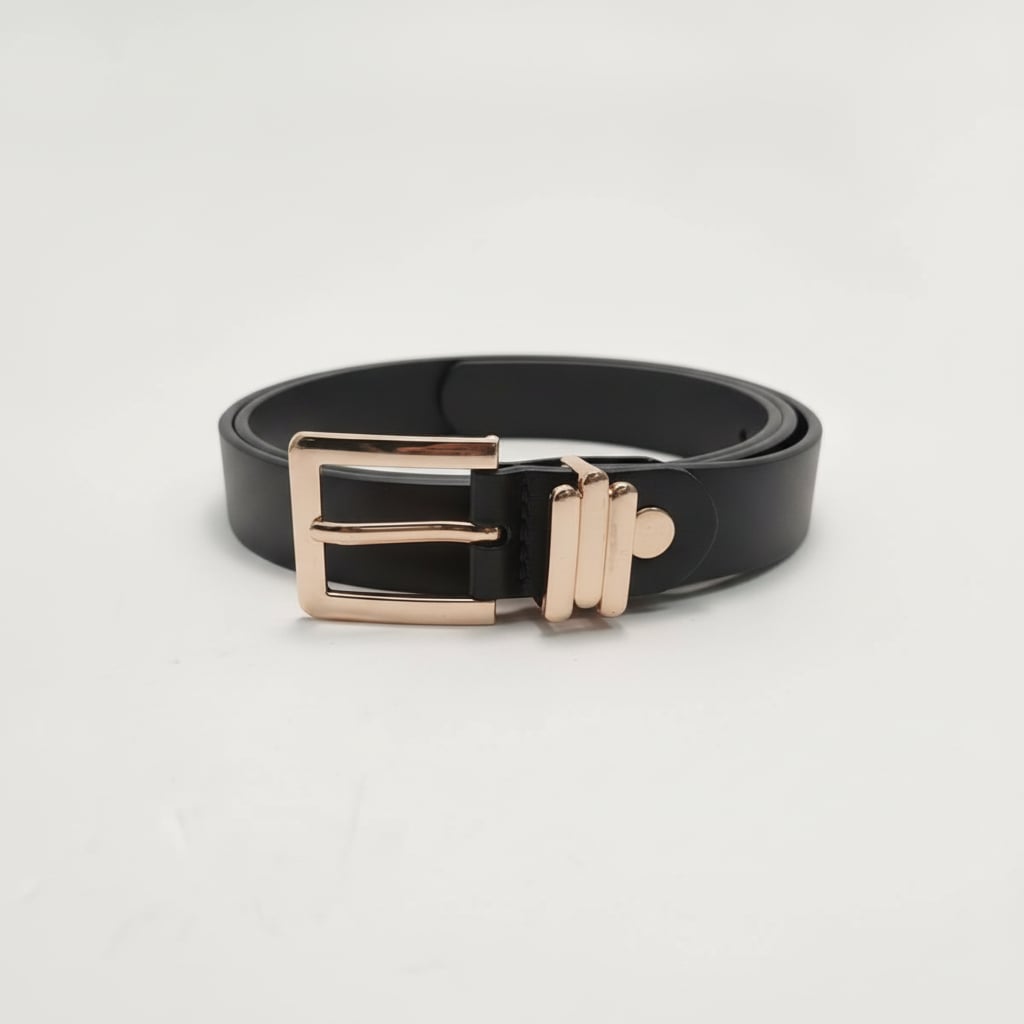 Cintura donna liscia 2,5 cm - Nero