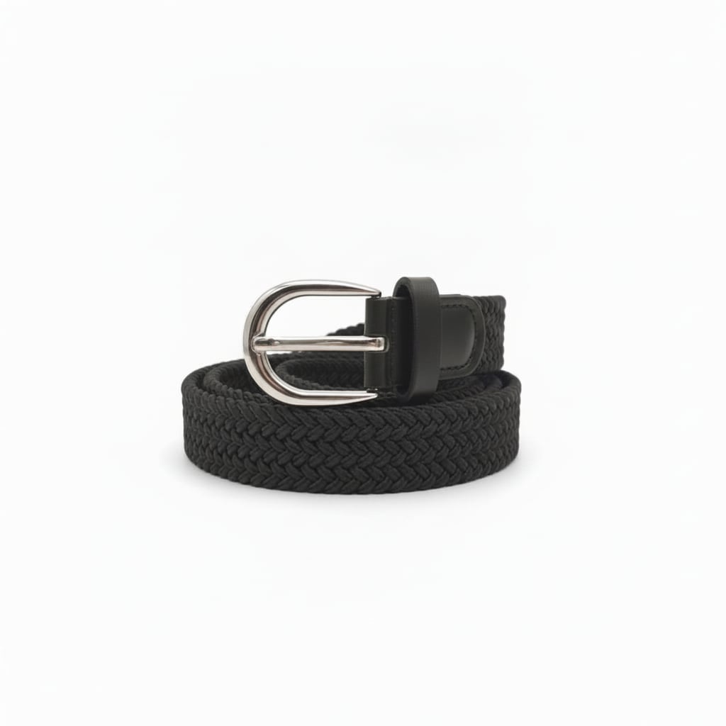 Cintura bambino intrecciata elastica - Nero