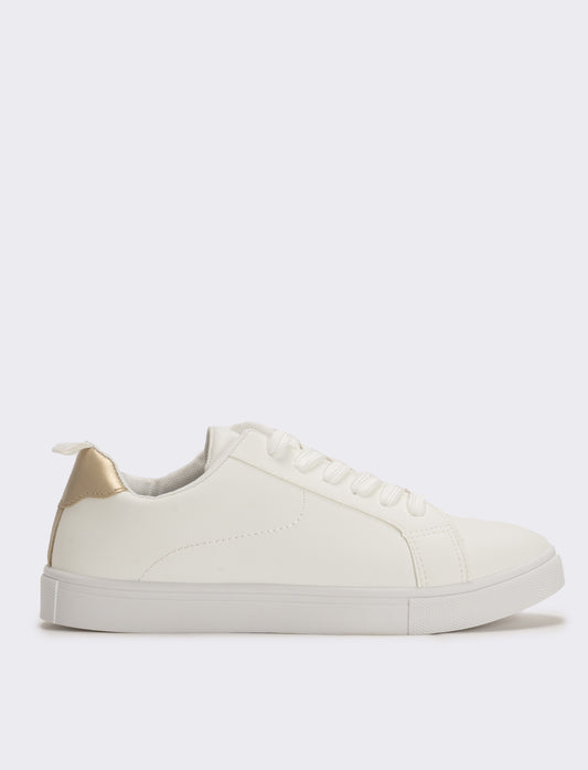 Sneakers bianche monocolore con platino - Bianco