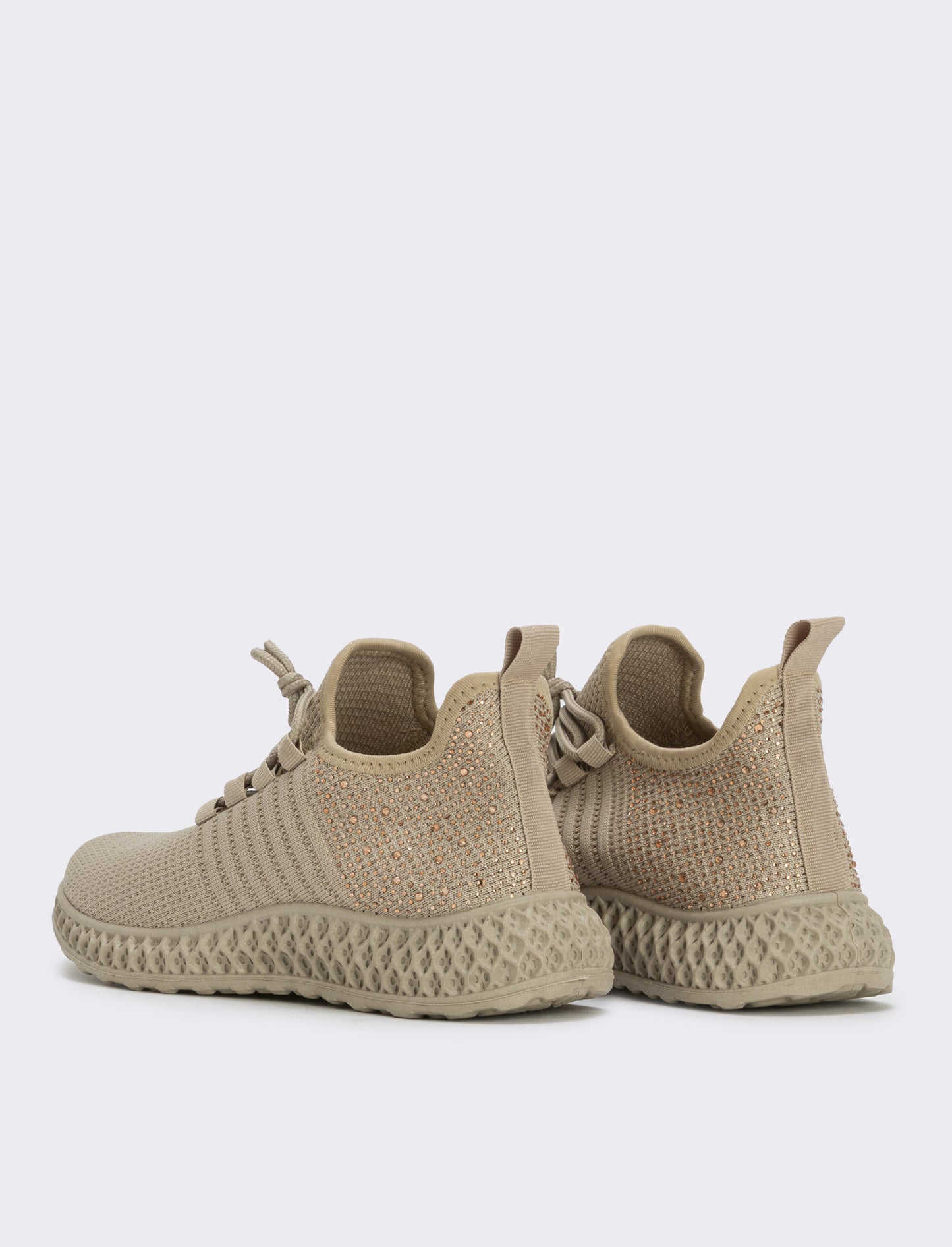 Sneakers da con strass e suola rilievo - Beige