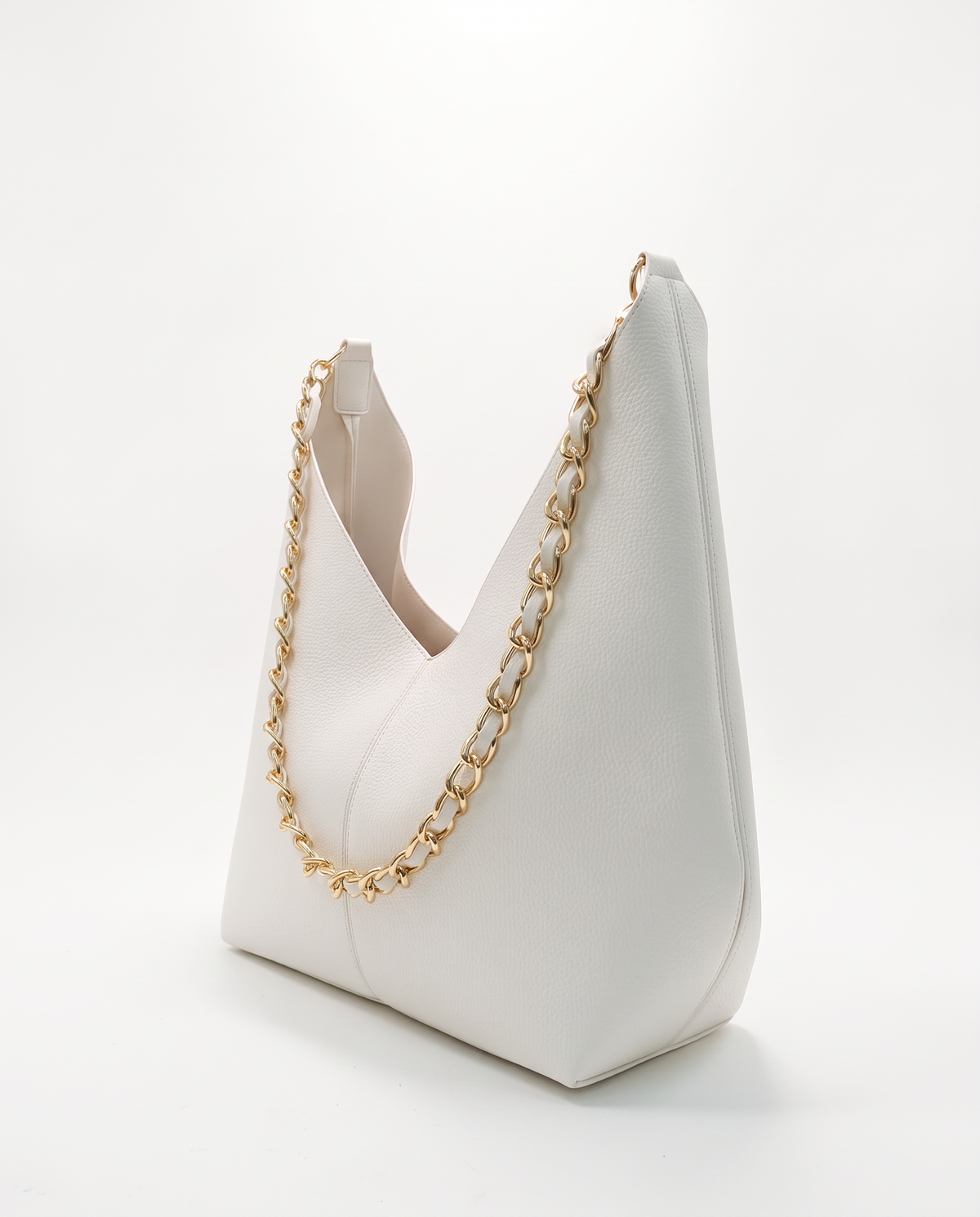 Borsa sacca con catena donna - Bianco