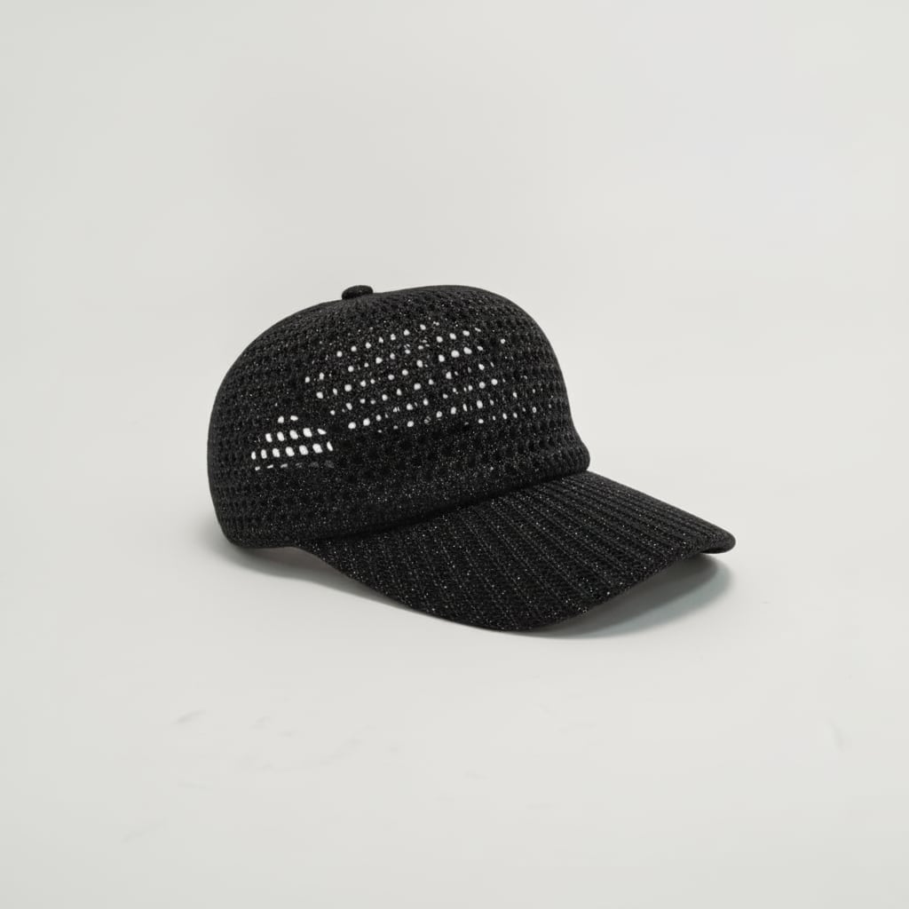 Cappello donna baseball effetto uncinetto - Nero