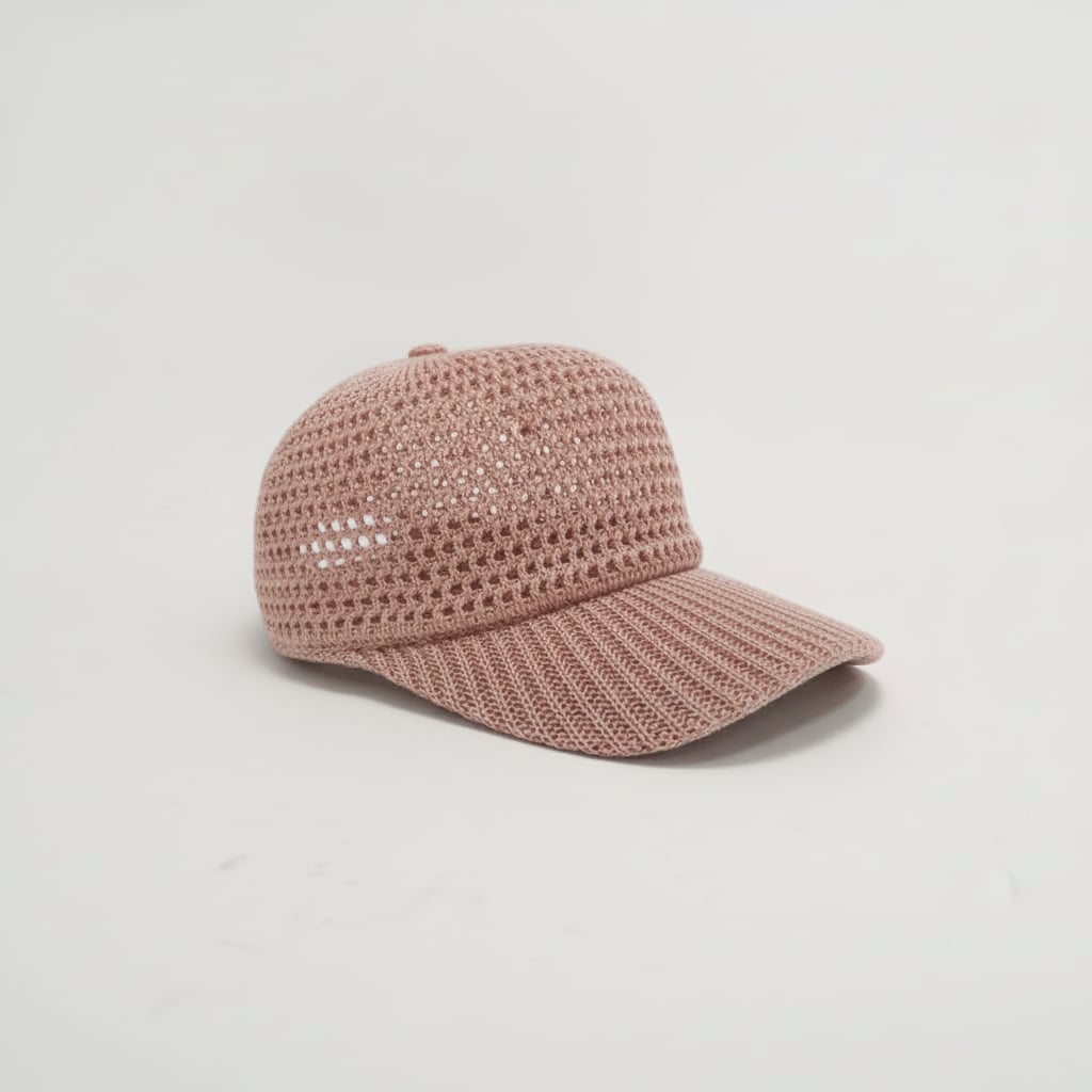 Cappello donna baseball effetto uncinetto - Rosa
