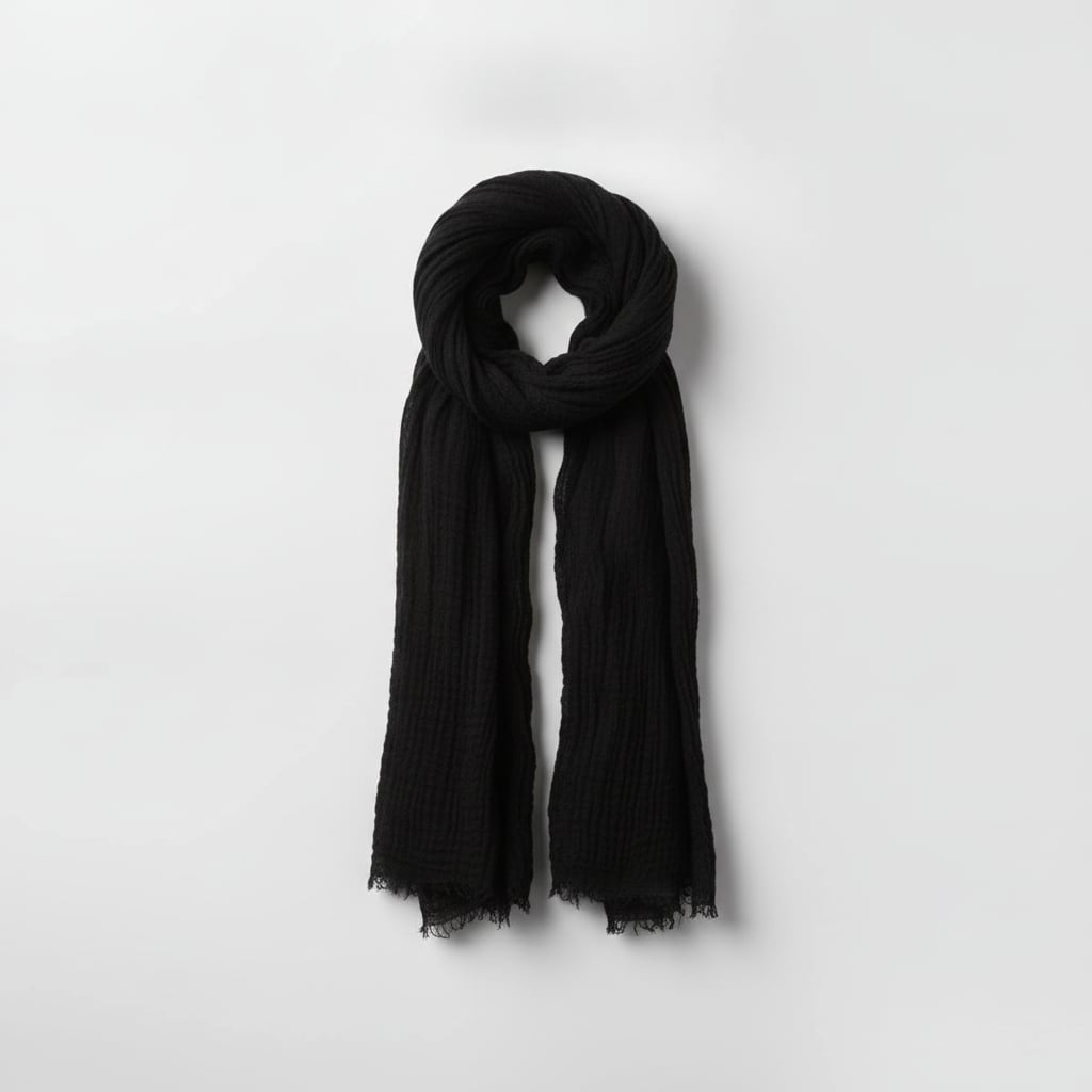 Foulard donna unito sfrangiato - Nero