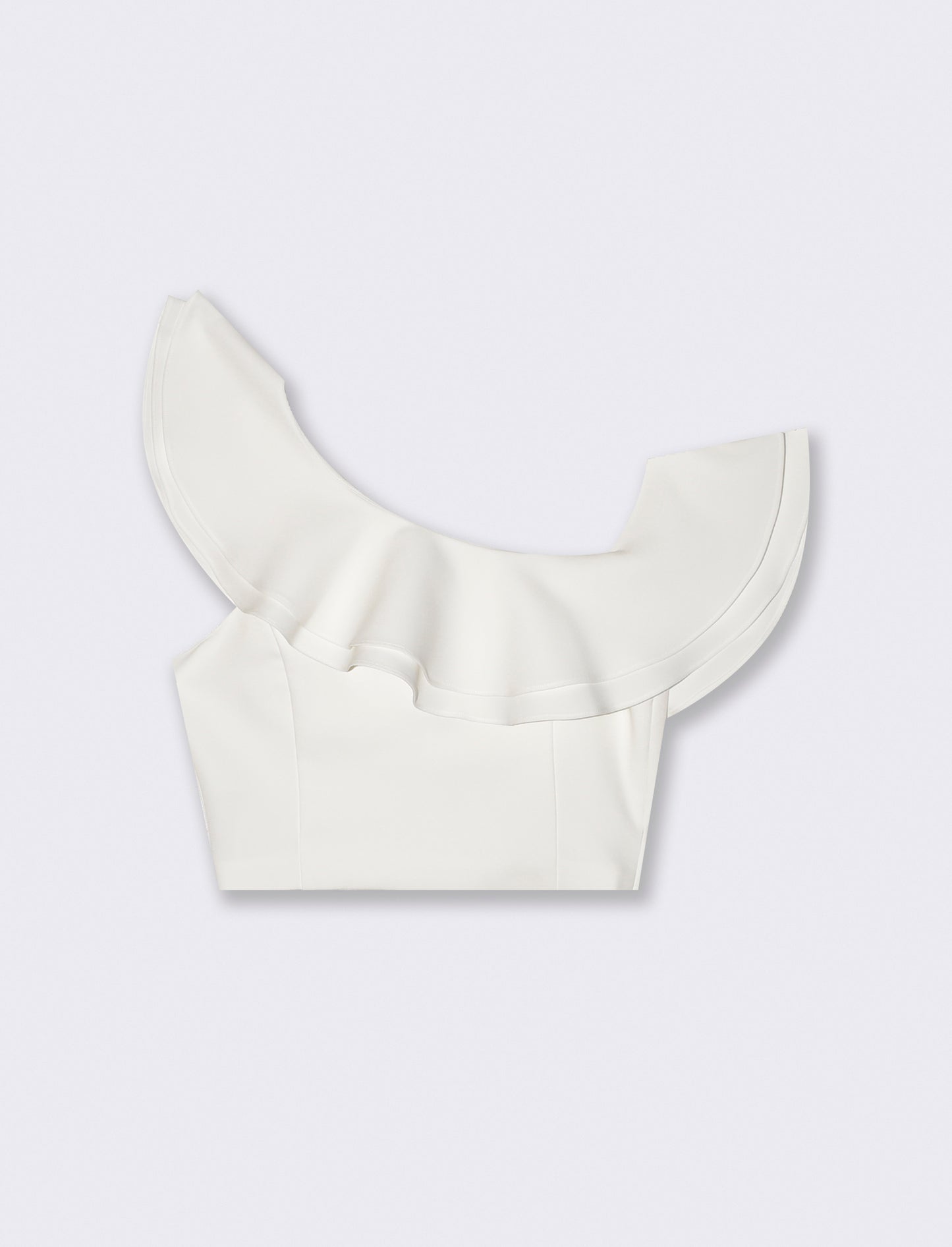 Top Monospalla con Rouches e Zip Lato - Bianco