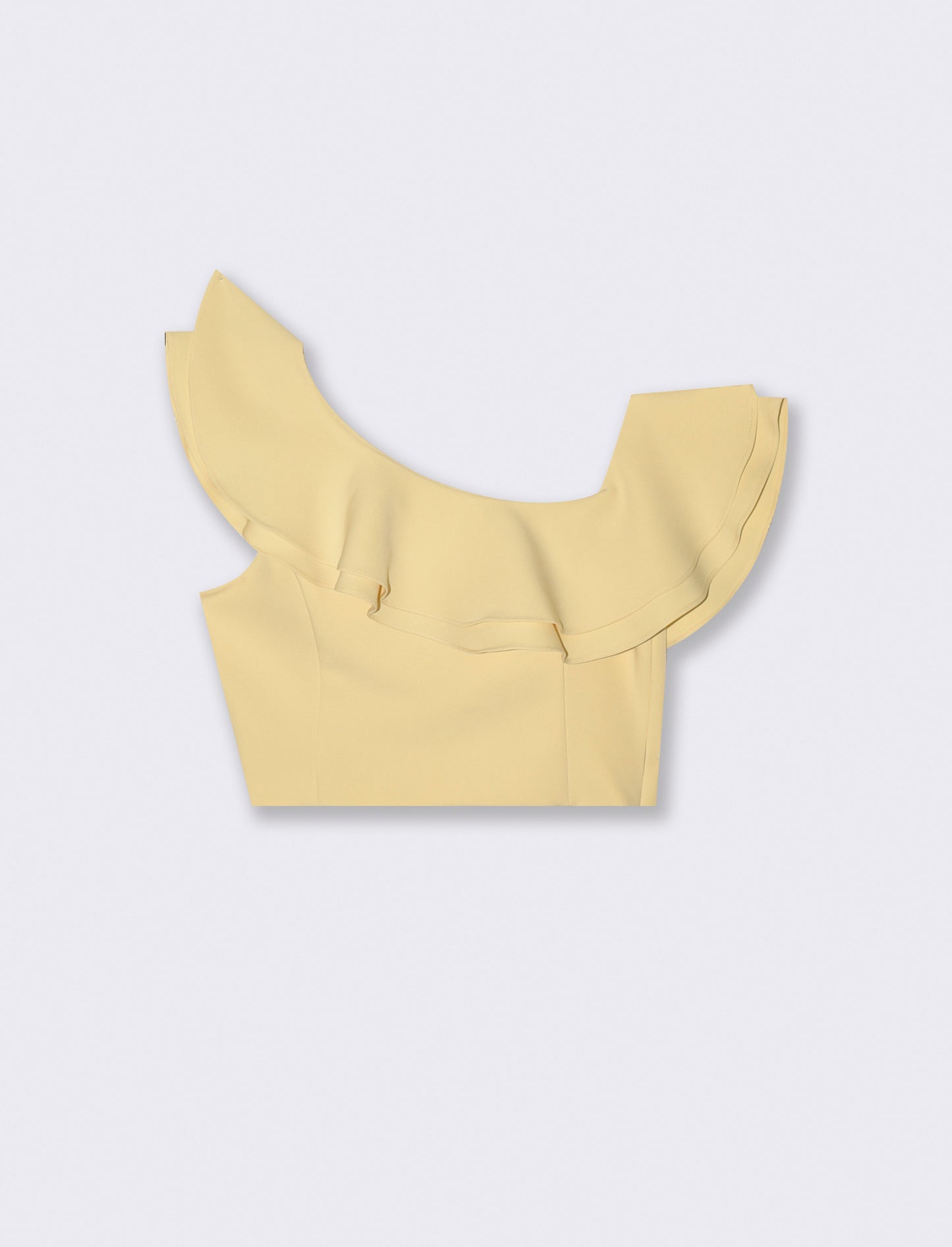 Top Monospalla con Rouches e Zip Lato - Vaniglia