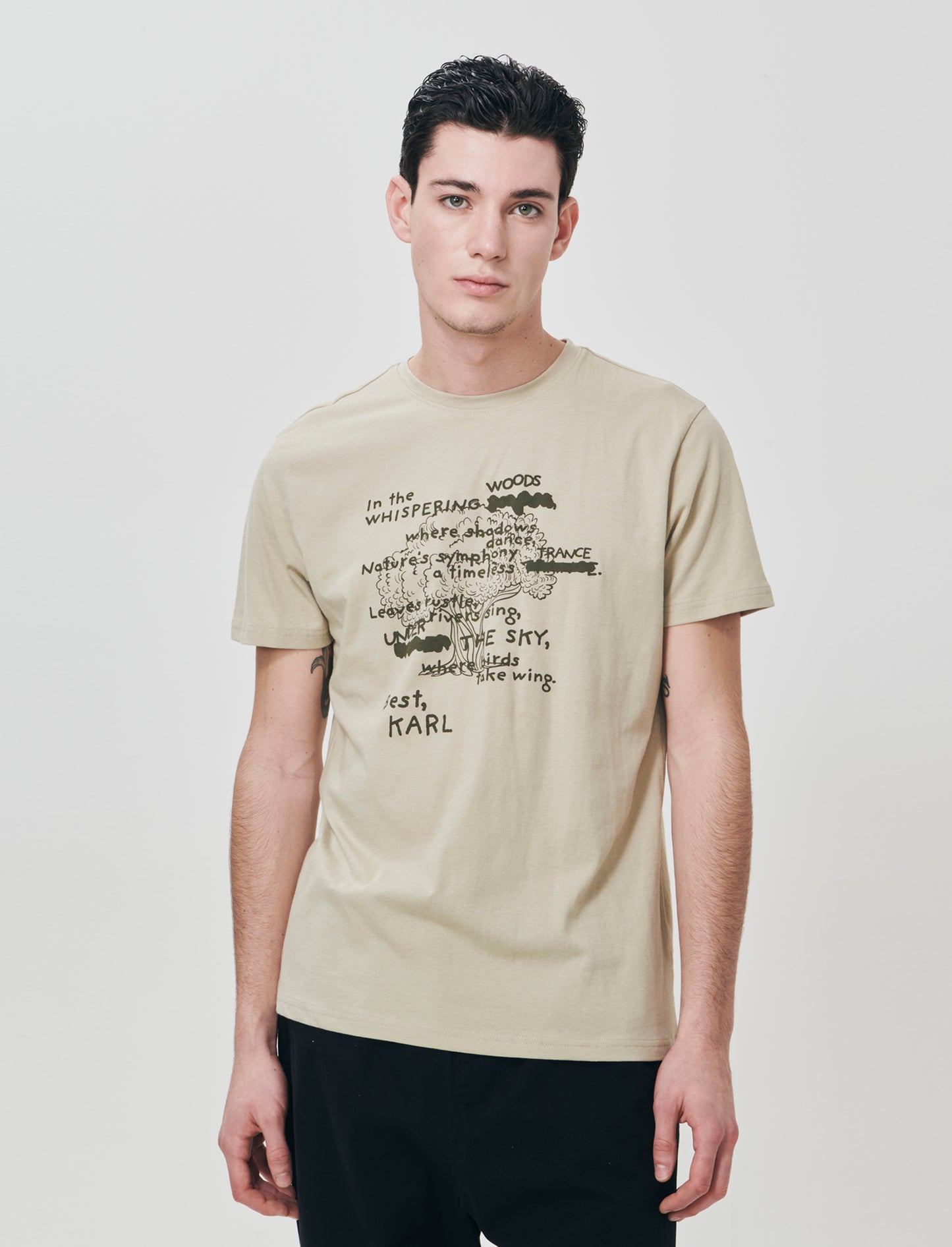 T-shirt in cotone girocollo regular fit - Grigio stone
