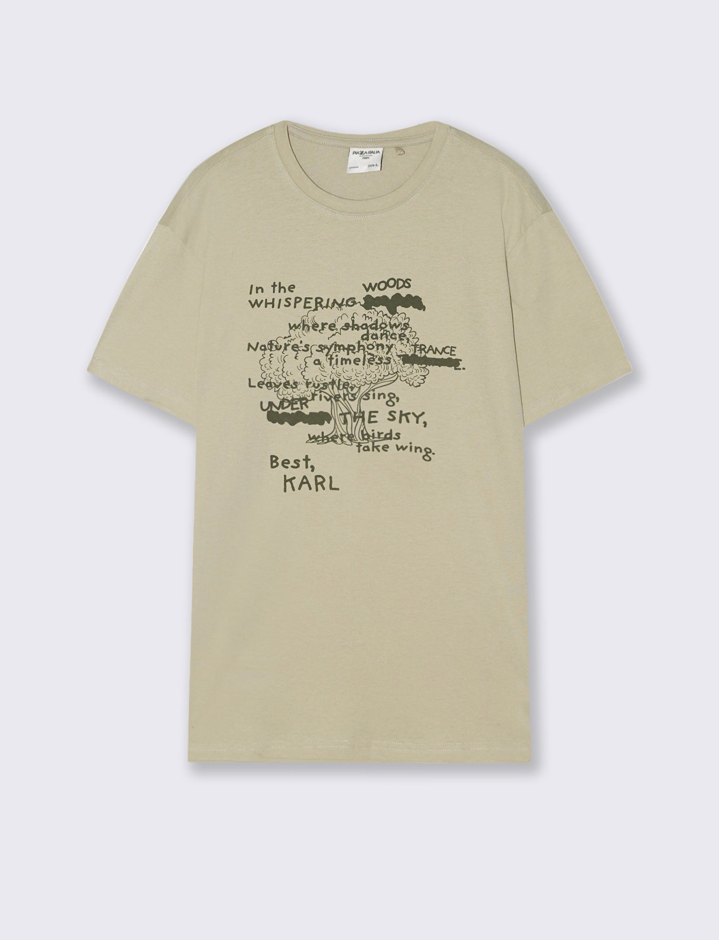 T-shirt in cotone girocollo regular fit - Grigio stone