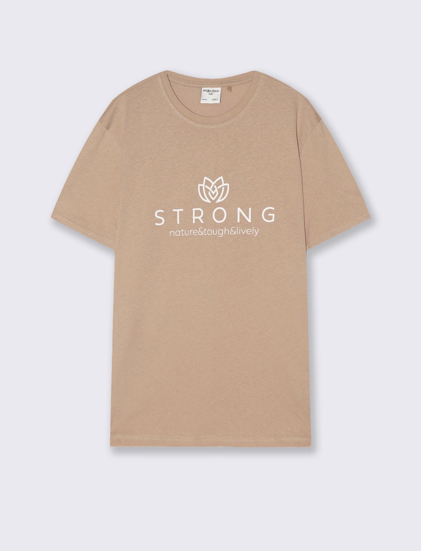 T-shirt in cotone girocollo regular fit - Rosa salmone