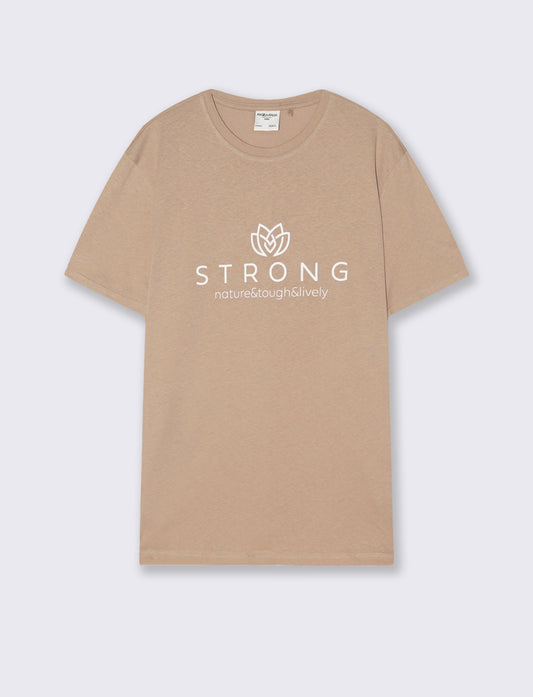 T-shirt in cotone girocollo regular fit - Rosa salmone