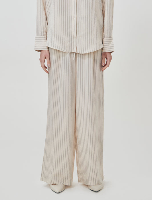 Vertical Striped Elastic Pants - 