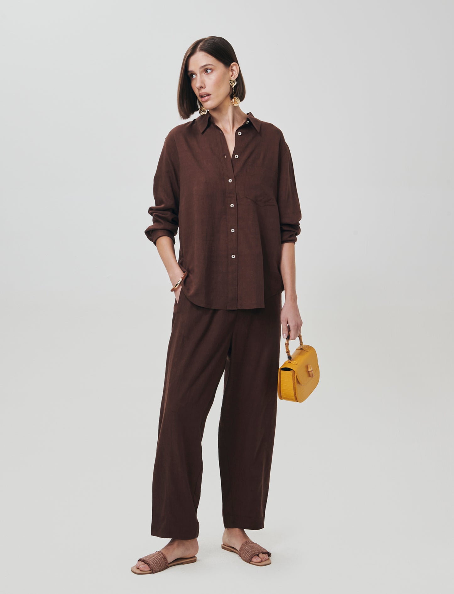 Pantalone Ballon con elastico in vita - Marrone cioccolato