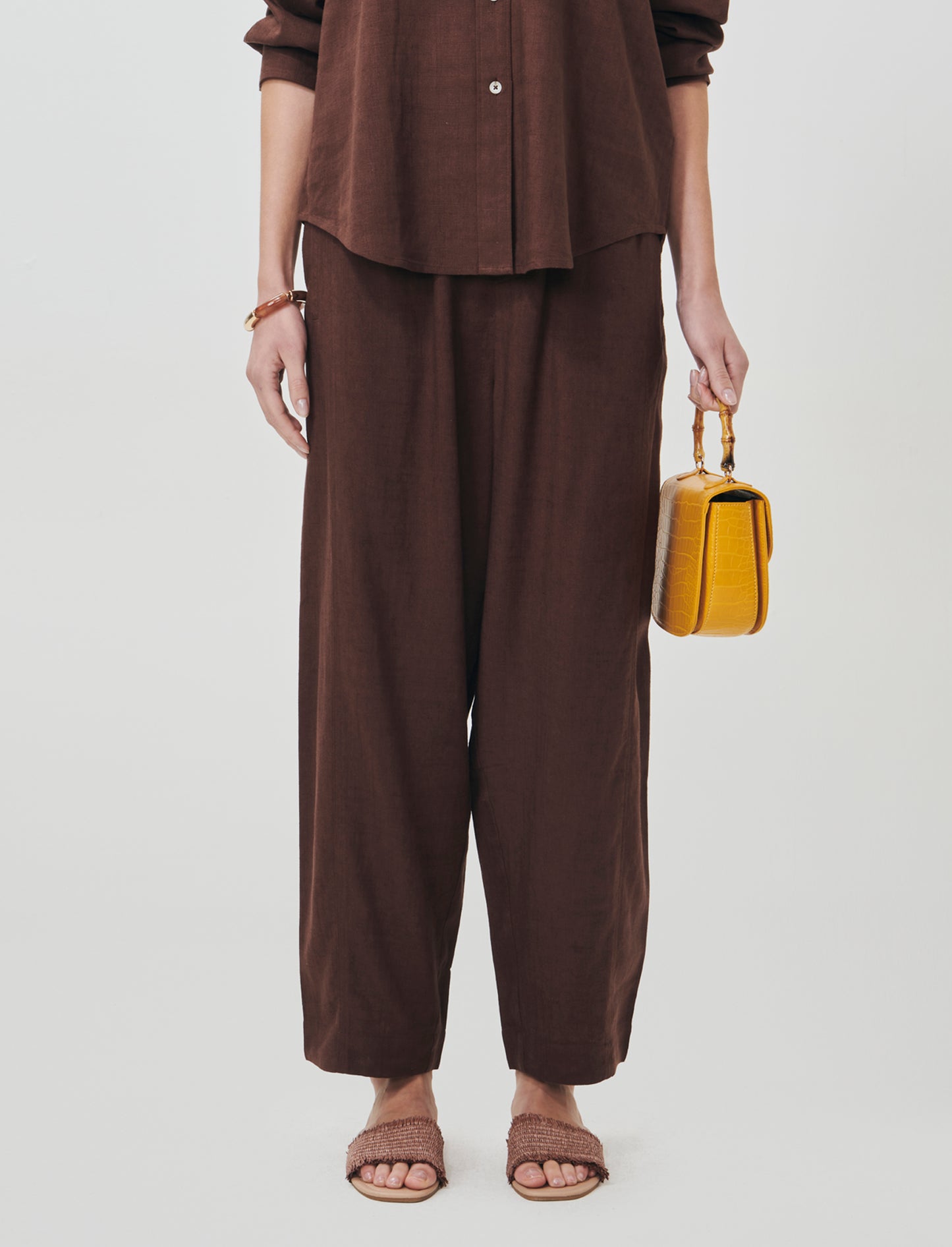 Pantalone Ballon con elastico in vita - Marrone cioccolato