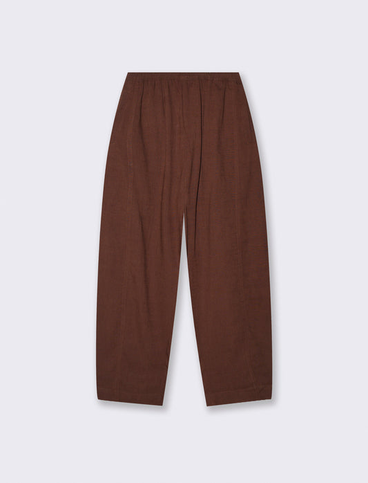 Pantalone Ballon con elastico in vita - Marrone cioccolato