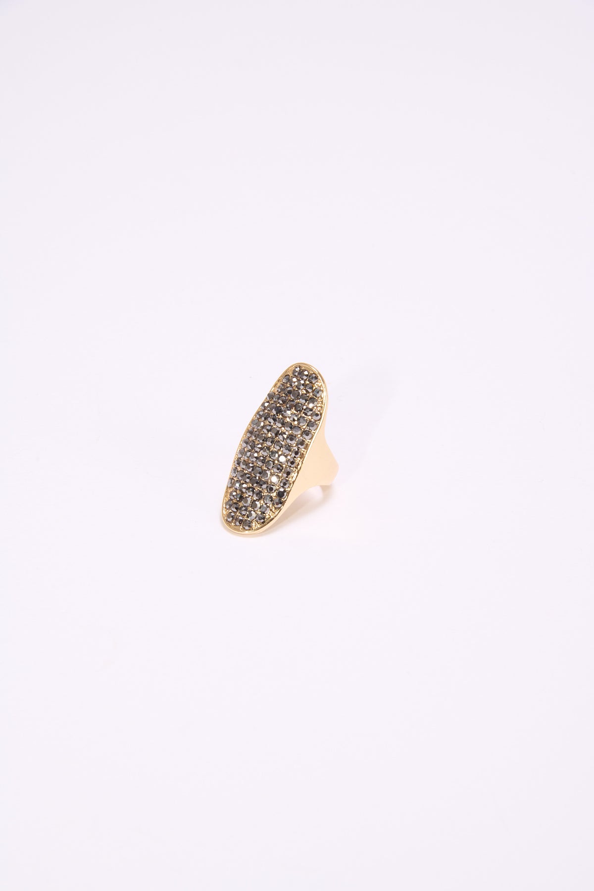 Anello donna ovale con strass - Oro
