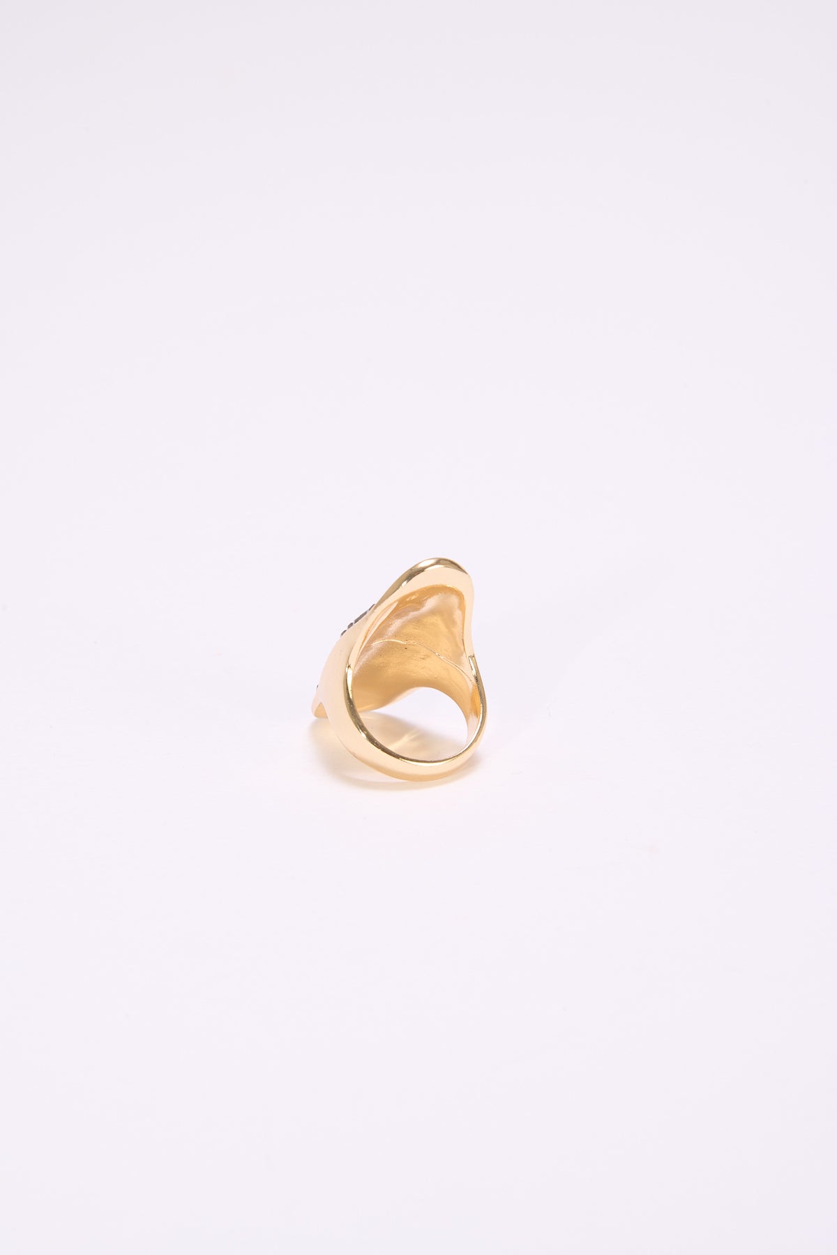 Anello donna ovale con strass - Oro