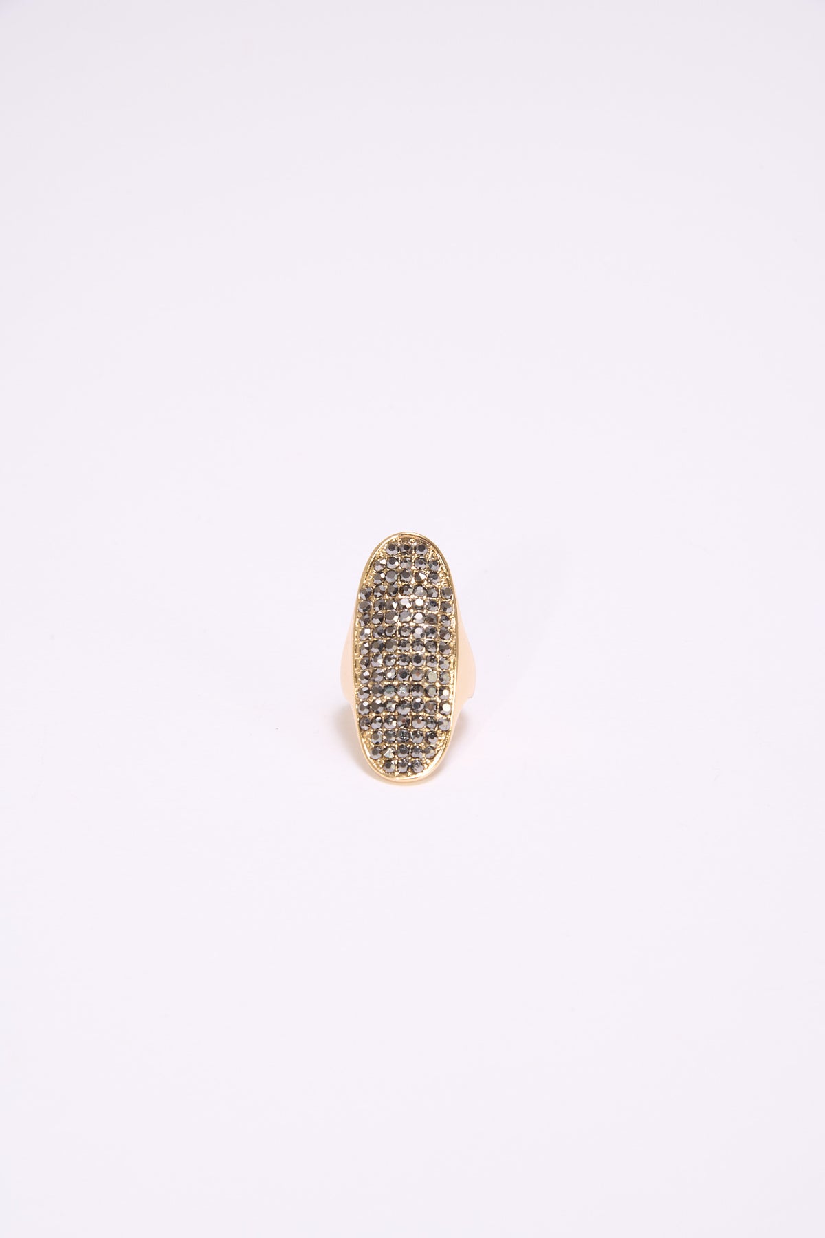 Anello donna ovale con strass - Oro