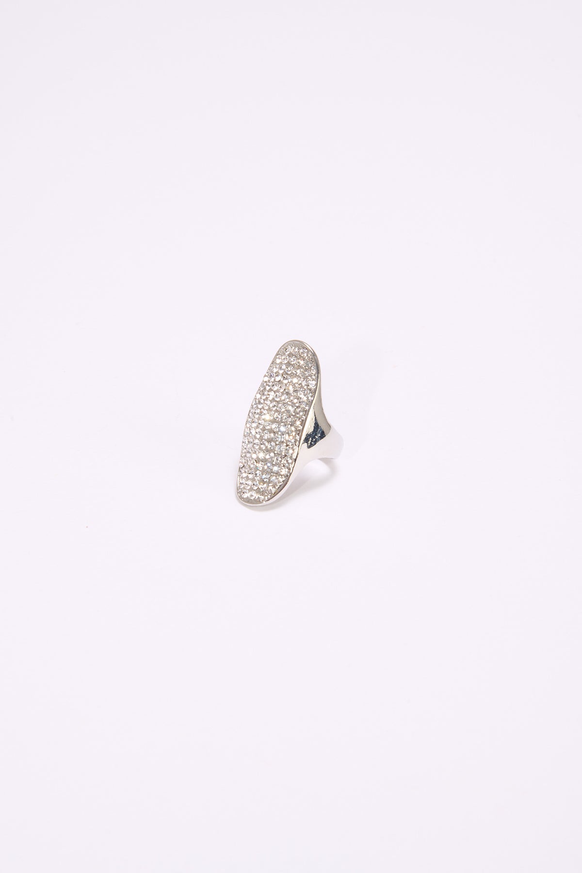 Anello donna ovale con strass - Argento