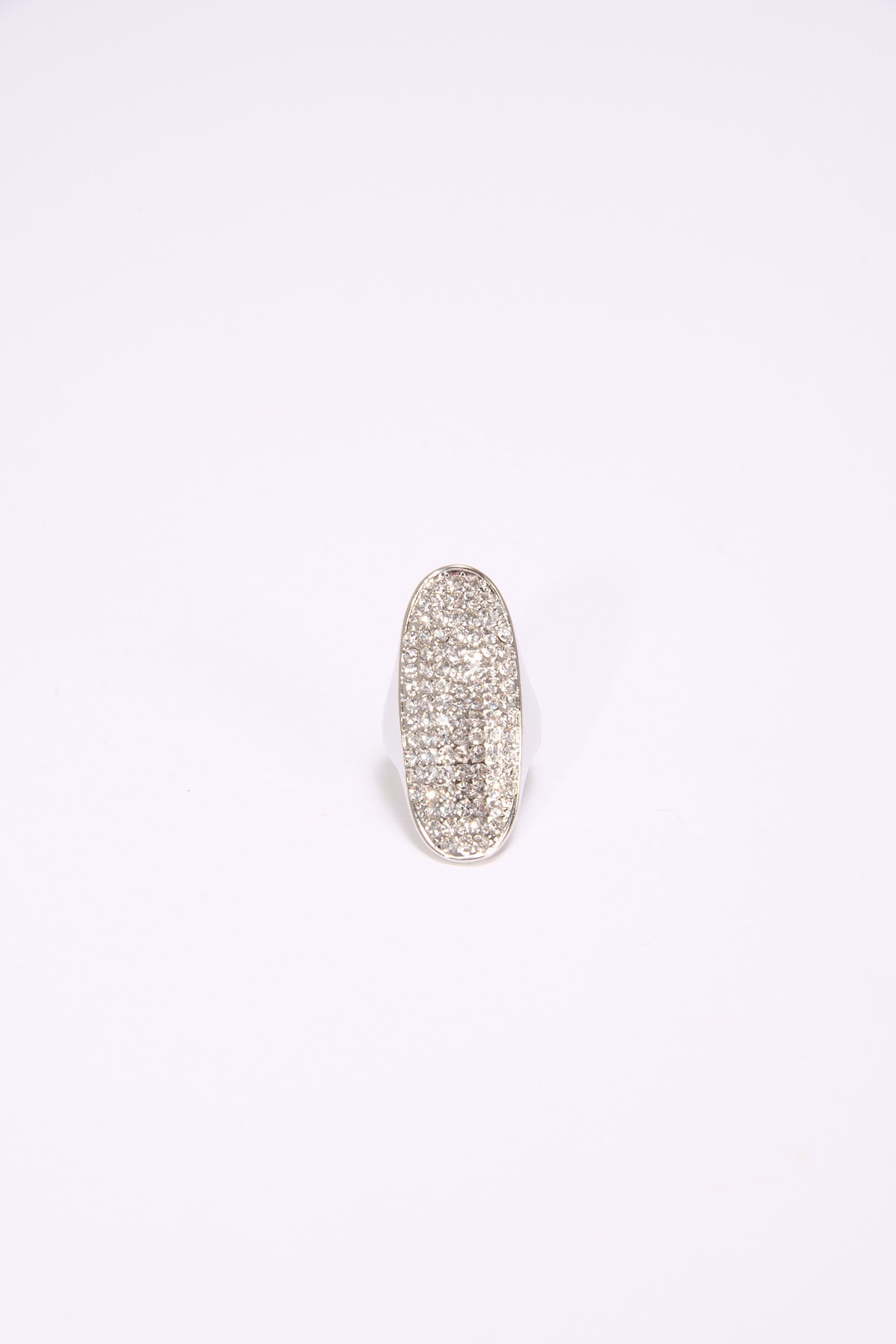 Anello donna ovale con strass - Argento